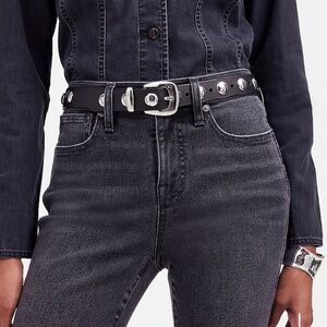 Madewell Western Black Belt with Silver Accents